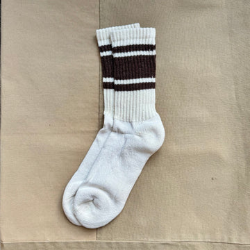 Retro Stripe Sock, Heather Brown