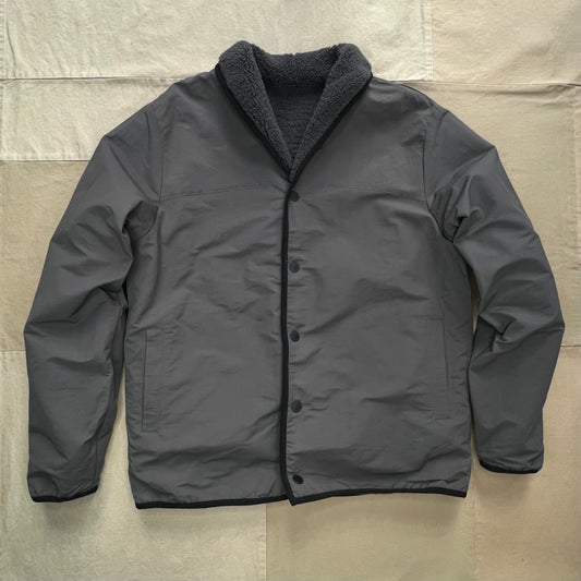 Sherpa Reversible Snap Front Jacket, Charcoal
