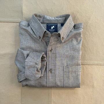 Long Sleeve Herringbone Shirt, Taupe