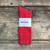 Cotton Wool Ribbed Crew Sock, Dark Red