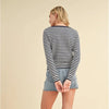 Women's Lightweight Cardigan, Navy/Cream