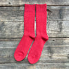 Cotton Wool Ribbed Crew Sock, Dark Red