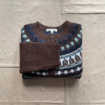 Charlotte Fairisle Sweater in Wool, Chestnut