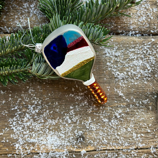 Pickleball Glass Ornament