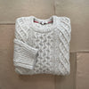 Fisherman Cable Crewneck in Donegal Wool, Oatmeal