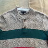 Cotton Rugby Stripe Marled Henley Sweater, Beige