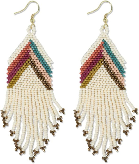 Elise Beaded Fringe Earring, Rainbow