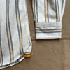7oz Two Ply Oxford Weave Cotton Shirt, White Blue Gold Stripe