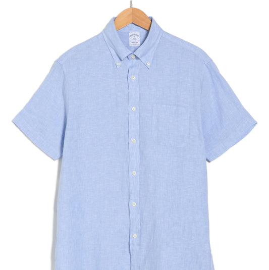 Short Sleeve Linen Shirt, Hydrangea