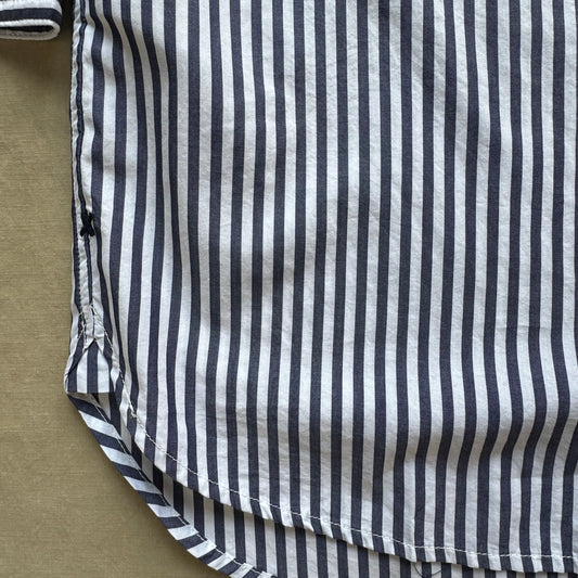Belle Shirt Dress in Striped Portuguese Poplin, Navy/White