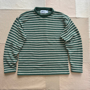 Nantucket Striped Roll Neck Sweater, Hunter Green/Khaki