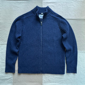 Ribbed Knit Track Jacket, Navy