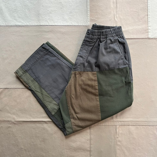 Olive Patchwork Twill Oxford Pant