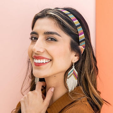 Elise Beaded Fringe Earring, Rainbow