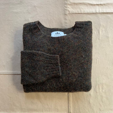 Brushed Wool Crew Sweater, Carob