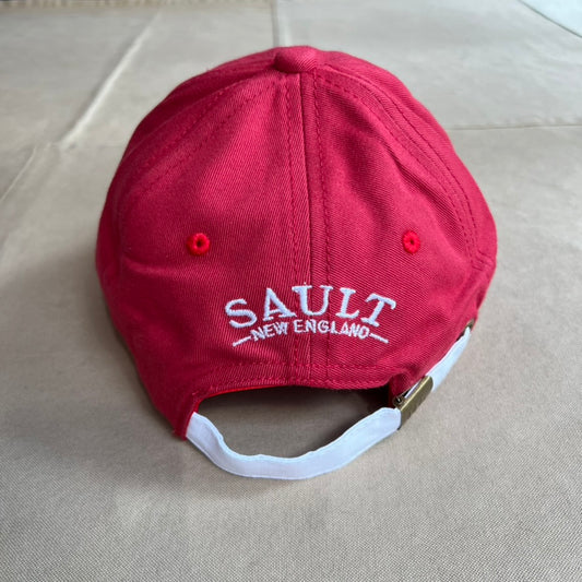 American Flag Needlepoint Hat, Weathered Red