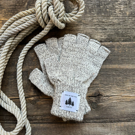 Fingerless Wool Gloves, Oatmeal
