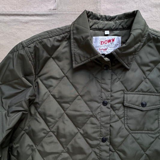 Down-filled Quilted Shirt Jacket, Olive