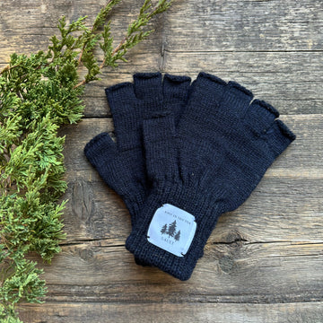 Fingerless Wool Gloves, Navy