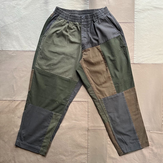 Olive Patchwork Twill Oxford Pant