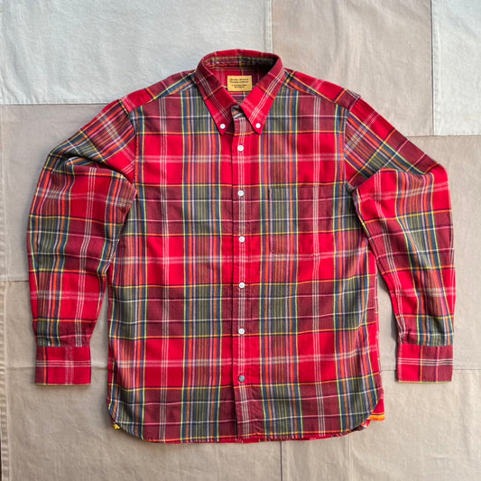 Winter Madras Weave Cotton Shirt, Red Check