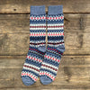 Faire Isle Wool/Cotton Socks, Denim