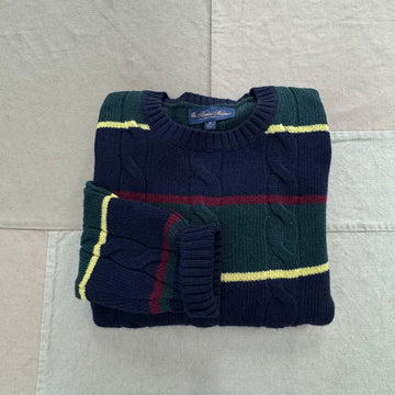 Archive Cable Striped Sweater in Merino Wool