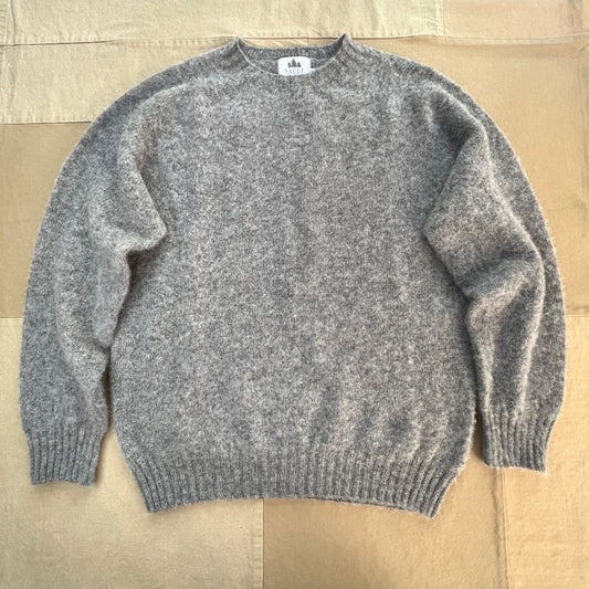 Brushed Wool Crew Sweater, Medium Grey