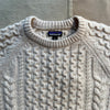 Recycled Wool-Blend Cable Knit Crewneck Sweater, NAT