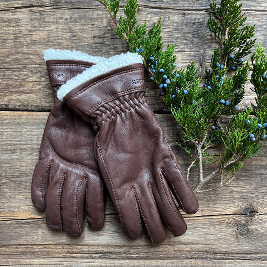 Women's Deerskin Primaloft Rib Glove, Chocolate