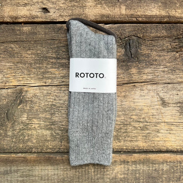 Cotton Wool Ribbed Crew Sock, Gray