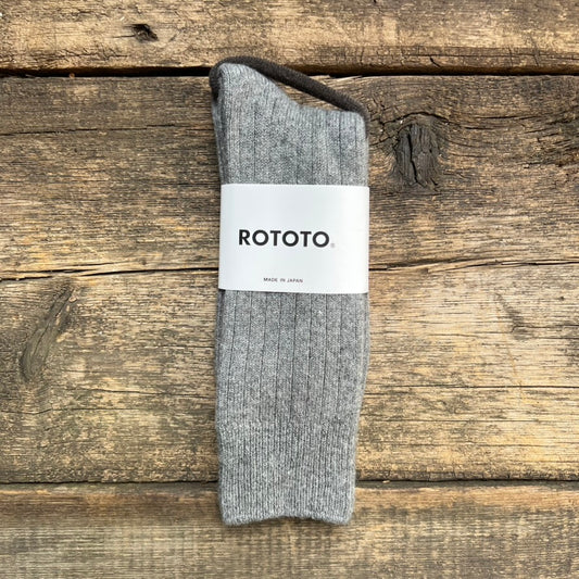Cotton Wool Ribbed Crew Sock, Gray