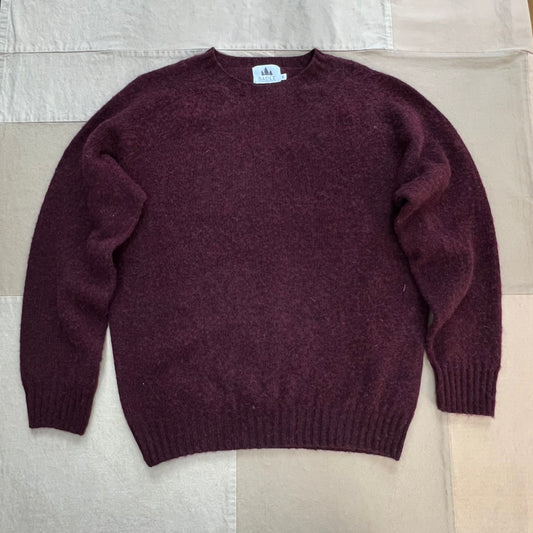 Brushed Wool Crew Sweater, Garnet