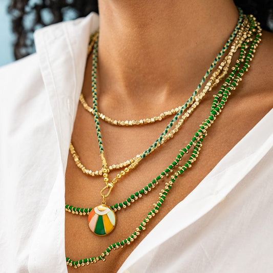 Rosemary Double Necklace, Leaf Green