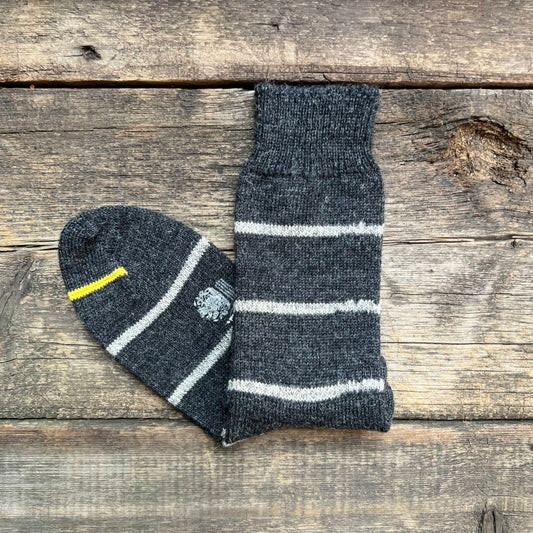 Pinstripe British Wool Socks, Charcoal