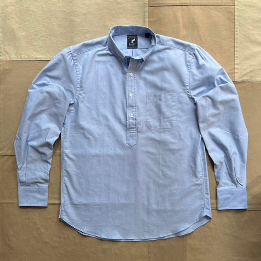 Modern Long Sleeve Oxford Popover, Blue