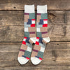 Patchwork Crew Socks, Off White