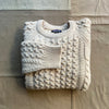 Recycled Wool-Blend Cable Knit Crewneck Sweater, NAT