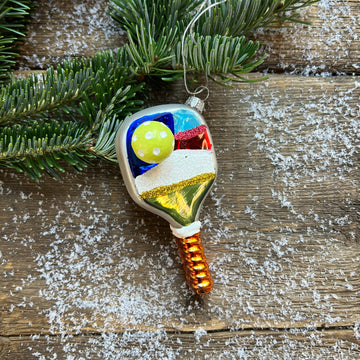 Pickleball Glass Ornament