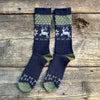 Holiday Deer Crew Socks, Navy