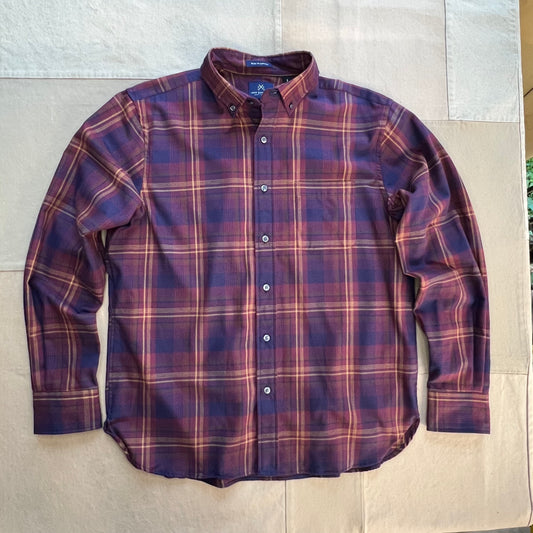 City Plaid Flannel Shirt Maroon/ Navy