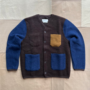 Cardigan Wool Fleece, Brown/Indigo