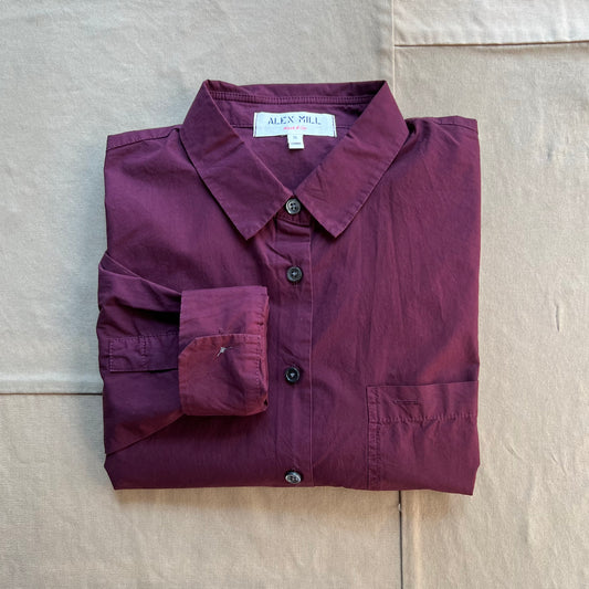 Jo Shirt in Cotton Poplin, Plum