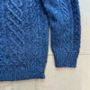 Fisherman Cable Crewneck in Donegal Wool, Heather Navy