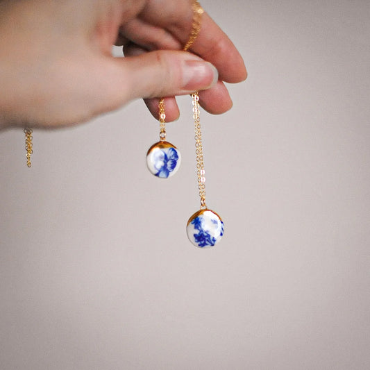 Blue & White Coin Pendant Necklace