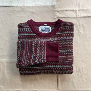 Fair isle Crewneck Sweater, Burgundy