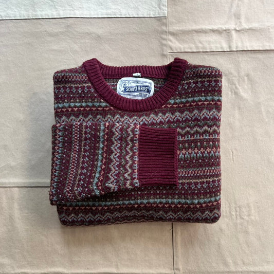 Fair isle Crewneck Sweater, Burgundy
