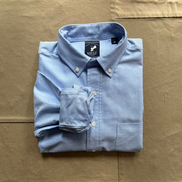 Modern Long Sleeve Oxford Popover, Blue