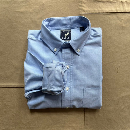 Modern Long Sleeve Oxford Popover, Blue