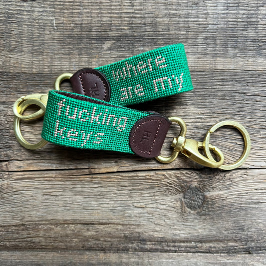 "Where Are My Fucking Keys" Key Fob, Grass Green